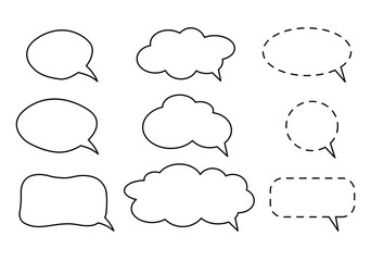  Speech bubbles set.Template comics conversation talking. Clip art cartoon element isolated editable. Vector illustration