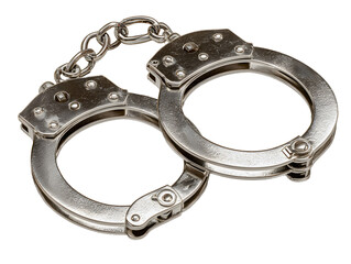 Metal handcuffs isolated on transparent background