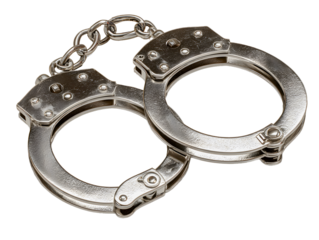 Metal handcuffs isolated on transparent background