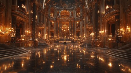 Fototapeta premium Ornate interior of a grand, opulent hall.