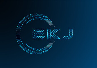 EKJ low poly letter logo vector design. EKJ lower poly logo design. Low poly logo.