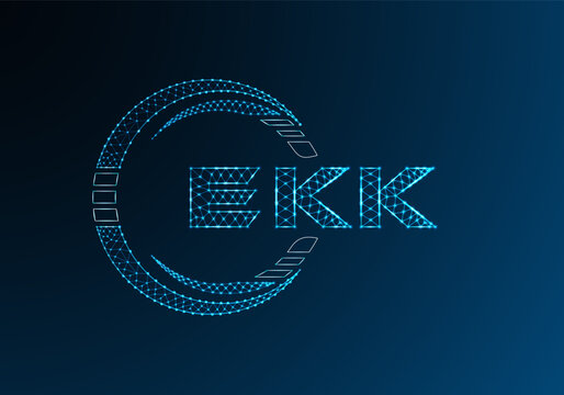 EKK low poly letter logo vector design. EKK lower poly logo design. Low poly logo.