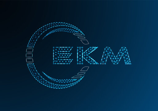 EKM low poly letter logo vector design. EKM lower poly logo design. Low poly logo.