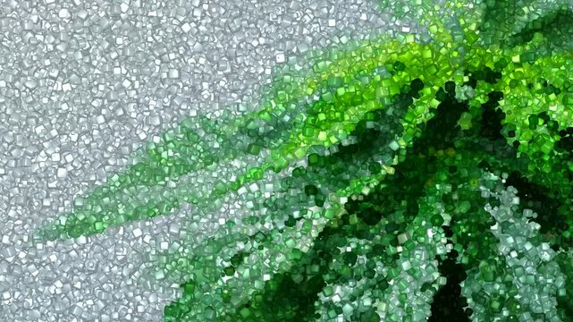 Premium background displays marijuana plants built from flowing moving cubes creating a truly elegant elite design