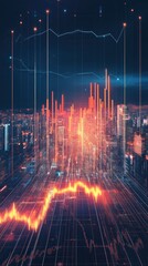 Abstract glowing city skyline at night