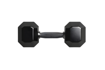 Black octagonal dumbbell, solid and heavy-duty,  with a comfortable grip