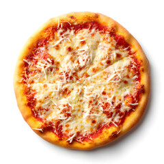 Product photo of pizza margherita top view, white background