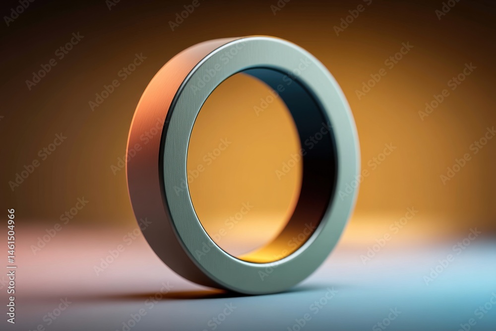  a striking close-up of a circular metallic object with intricate brushed details and a dynamic gradi