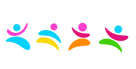 sagome, silhouette, forme, stilizzate, persone, che  ballano, che saltano