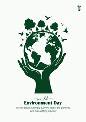 Earth day celebration: hands protecting the planet. vector illustration
