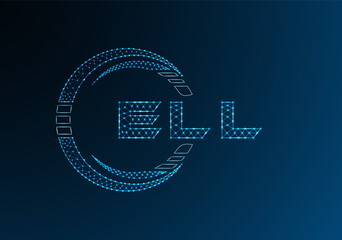ELL low poly letter logo vector design. ELL lower poly logo design. Low poly logo.
