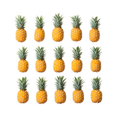 Fototapeta premium Set of pineapple fruit isolated on transparent background 