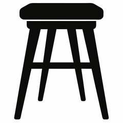 Black wooden stool vector on white background.