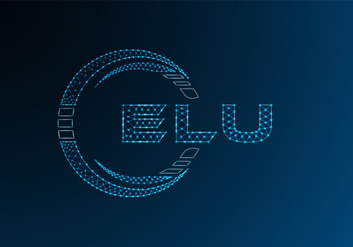 ELU low poly letter logo vector design. ELU lower poly logo design. Low poly logo.