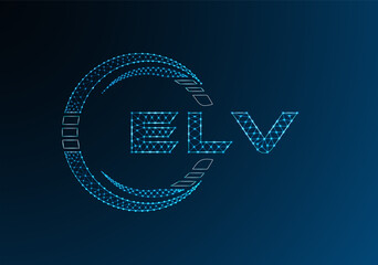 ELV low poly letter logo vector design. ELV lower poly logo design. Low poly logo.