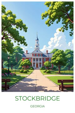 Stockbridge Georgia United states Travel Poster Illustration Print Decor Gift Canvas Wall Art Gift