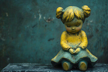 Small, antique-style figurine of a pensive young girl.