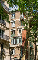France, Paris, France, facade of the historical monument of the Guimart building  in  Paris.
