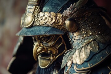 Fototapeta premium Close-up of intricately detailed samurai armor.