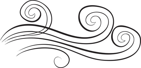 Fototapeta premium Elegant black swirls gracefully curve across a white background.