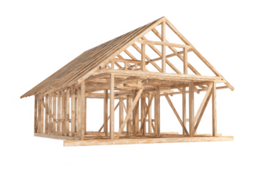 a wooden house frame, isolated on a white background, png, transparent