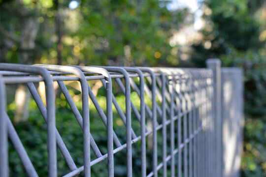 Metal property fencing up close