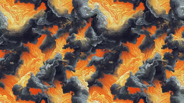 Seamless Lava Texture Loop Animation BackgroundStylized Lava and Smoke Seamless Looped Animation Background