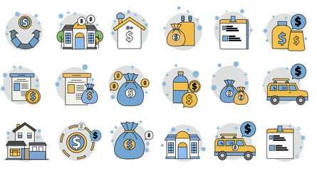 Real Estate and Finance Icon Vector Set