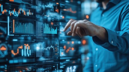Analyzing financial markets on interactive displays, charts and statistics