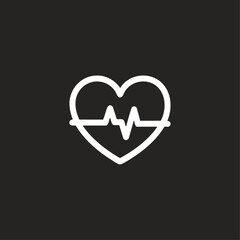 Heart with pulse icon logo flat vector design