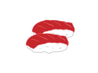 Illustration of nigiri sushi with slices of tuna