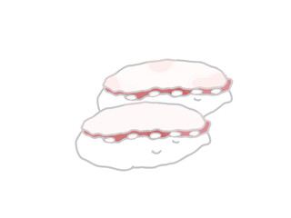 Illustration of nigiri sushi with fresh octopus slices