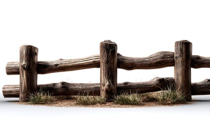 Obraz premium Rustic vintage wooden fence in a garden weathered wood texture handmade boundary natural wood grain outdoor view