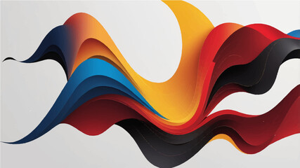 Abstract Vibrant gradient of primary colors, transitioning from deep blues and reds to bright yellow, brown black on a clean white background.