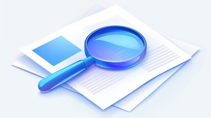 Analyzing documents with magnifying glass office illustration clean