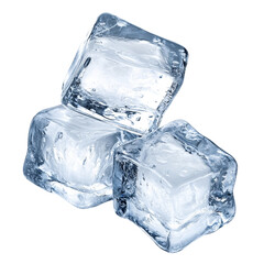 Obraz premium Realistic Ice Cubes Stack – Transparent Frozen Water on White Background