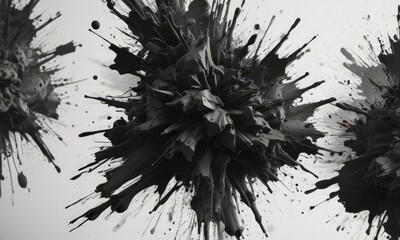 Abstract ink blotches with sharp geometric edges,  distressed,  rough,  texture