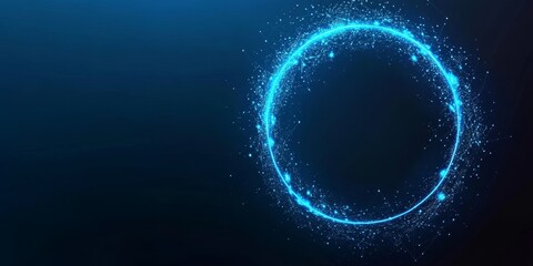 Obraz premium Abstract Technology Background With Glowing Blue Neon Circle On Dark Blue Background. 85 Characters