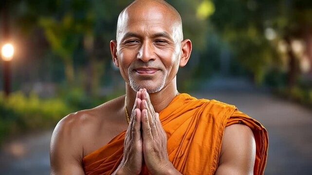 A Traditionally Dressed Monk In Prayer, Embracing A Life Of Devotion And Spiritual Awakening.