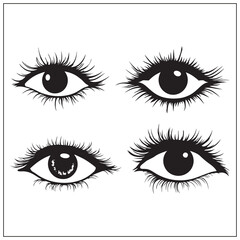 silhouette of a eye set clipart