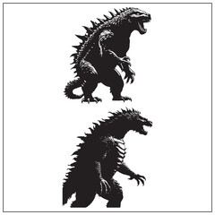 silhouette of a godzilla