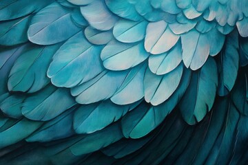Fototapeta premium Close-up view of densely packed teal feathers.