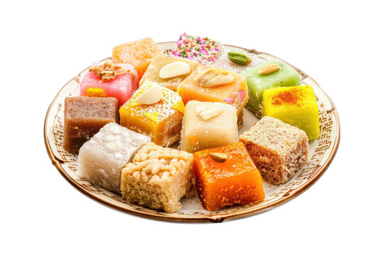 Indian Sweet Barfi Assortment on Plate