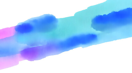 Watercolor background with abstract blurred brush strokes and stains on white background