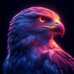 Fototapeta premium Majestic Eagle Portrait With Vibrant Neon Colors Detailed High Resolution Images