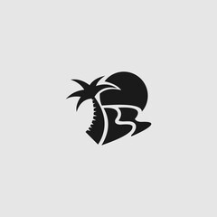 Tropical escape minimalistic logo design featuring a palm tree silhouette