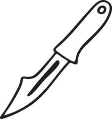 Obraz premium A sleek black knife rests vertically on a white background.