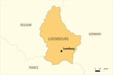 Vector Map of Luxembourg with Major Cities and Neighboring Countries – Editable Illustration