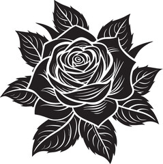 Silhouette vector of rose flower, vector illustration of a rose silhouette on white background 