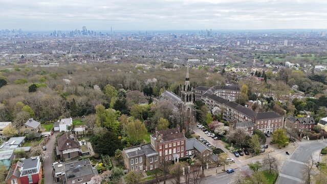 St Michael's Church, Highgate London UK drone,aerial - Powered by Adobe